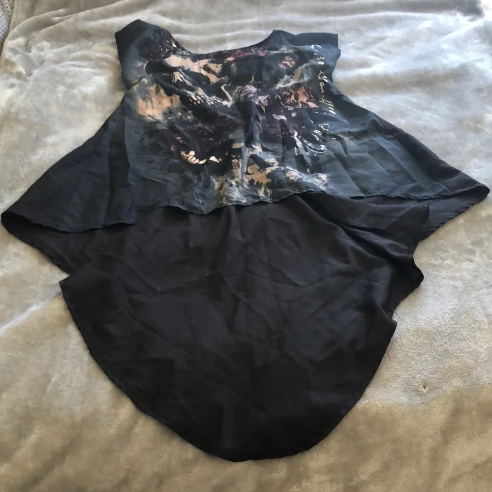Skull print high low Gothic top M - Picture 1 of 6